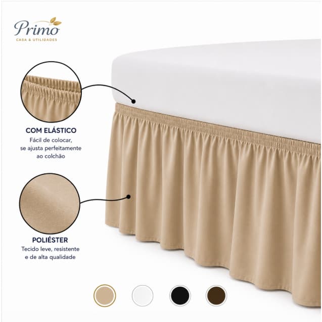 Saia para Colchão Box Universal com Elástico Cobre Cama Solteiro Casal Queen King