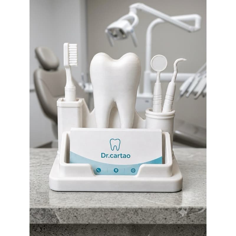 Organizador de Cartão de Visita Consultório Dentista Porta Cartões Odontologia Suporte Decoração