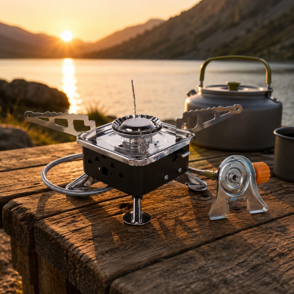 Fogareiro Portátil Átomo NTK em Aço Inoxidável com Ignição Eletrônica Camping