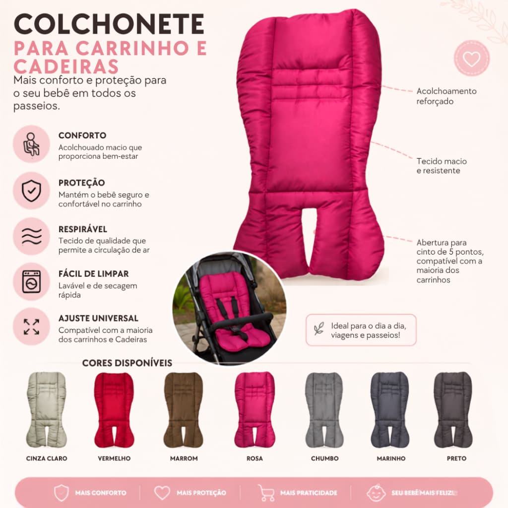 ACOLCHOADO CADEIRA DE CARRO INFANTIL - DIVERSAS CORES