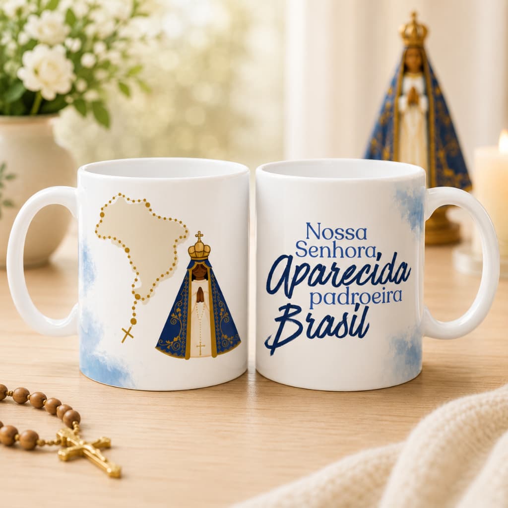 Canecas Nossa Senhora com Nome Personalizada Modelo Exclusivo Religioso Presente Católico Xícara