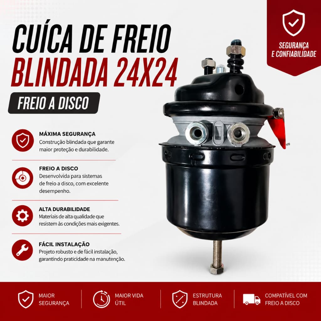 Cuica De Freio Tristop Blindada 24x24 Freio A Disco Compacta Robusta e Resistente