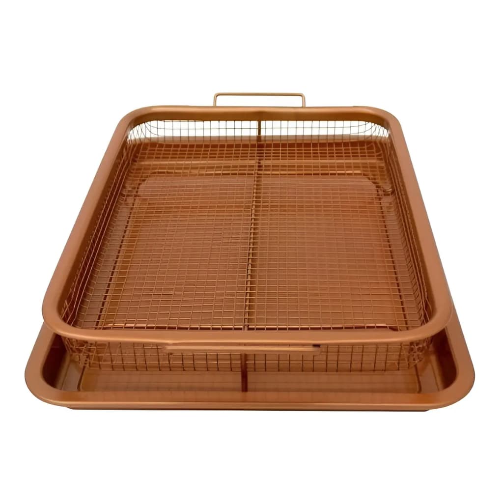 Assadeira Multiuso Grelha Fritadeira Forno Antiaderente Cor Bronze