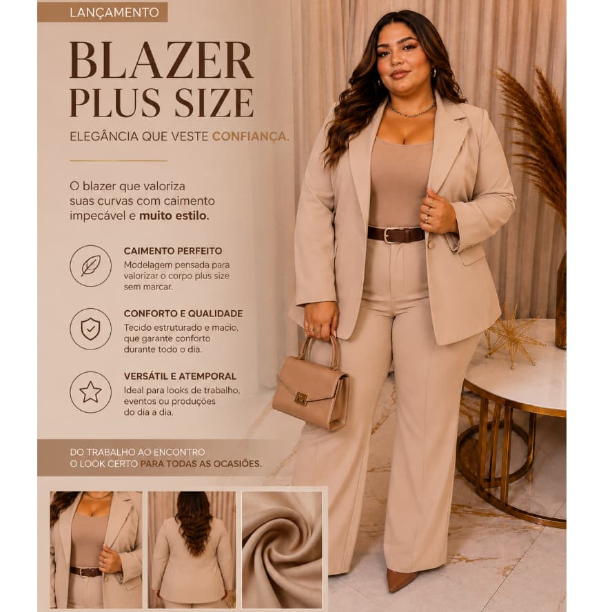 Blazer Feminino Plus Size Alfaiataria