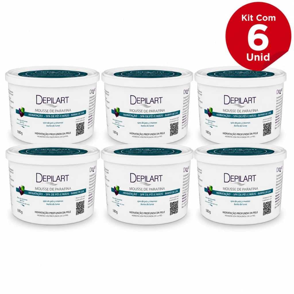 Kit 6un Mousse Hidratante de Parafina Uva Depilart 180g