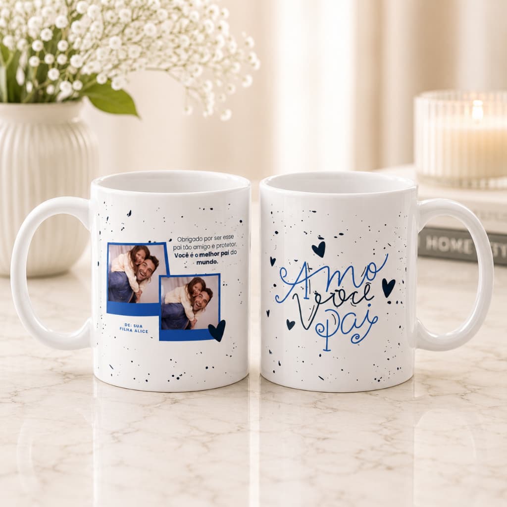 Caneca com Foto para Pai Personalizada Modelos Exclusivos Pai Herói Presente Criativo 325ml
