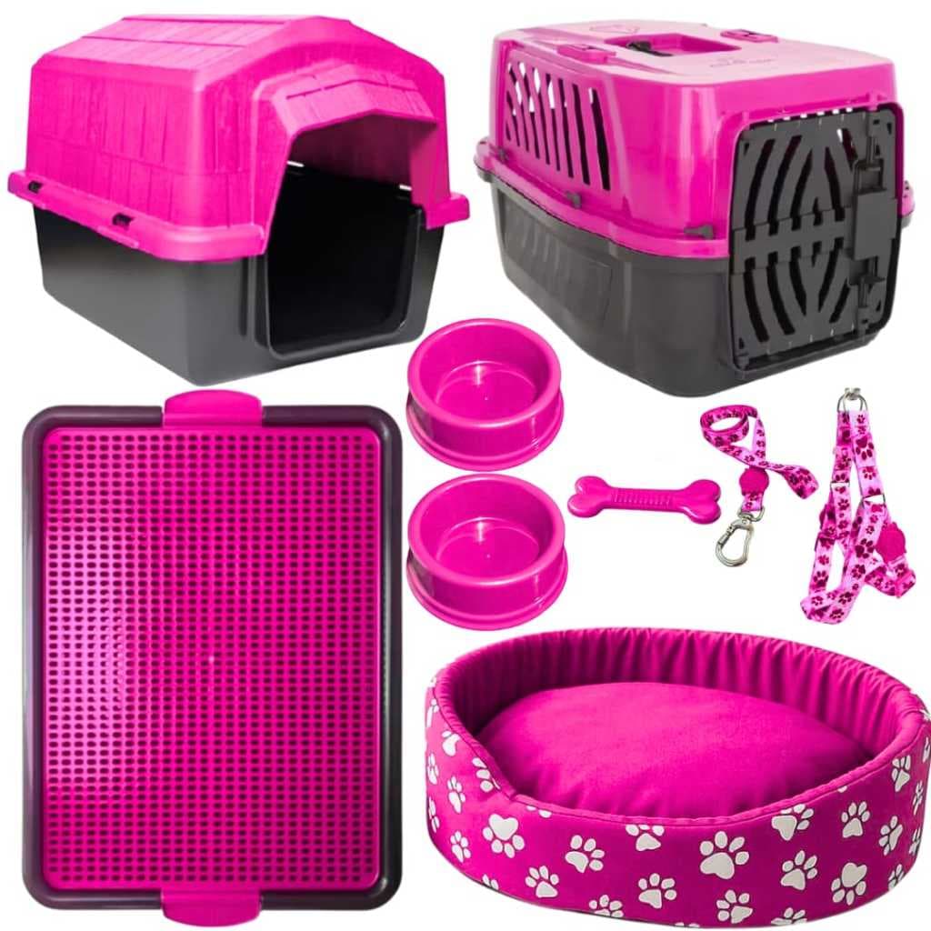 Kit Para Cachorro Completo N2 Transporte Casa Cama Pet Pequeno