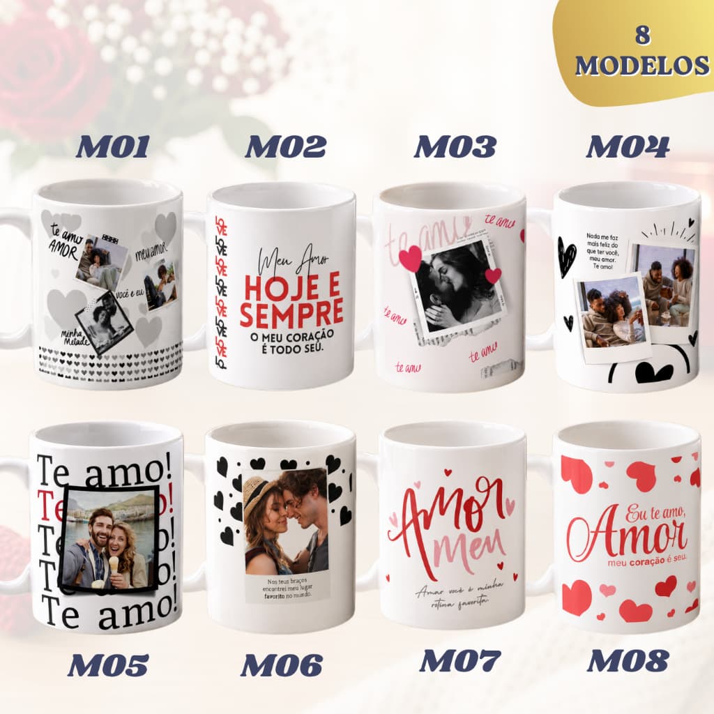 Caneca com Foto Casal Namorados Personalizada Presente Romântico Xícara 8 Modelos