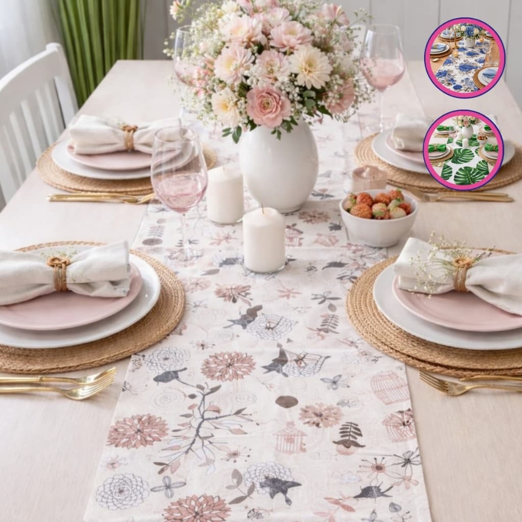 Caminho Trilho de Mesa em Jacquard Estampado para mesa de 4 cadeiras 1,40cm X 0,40cm