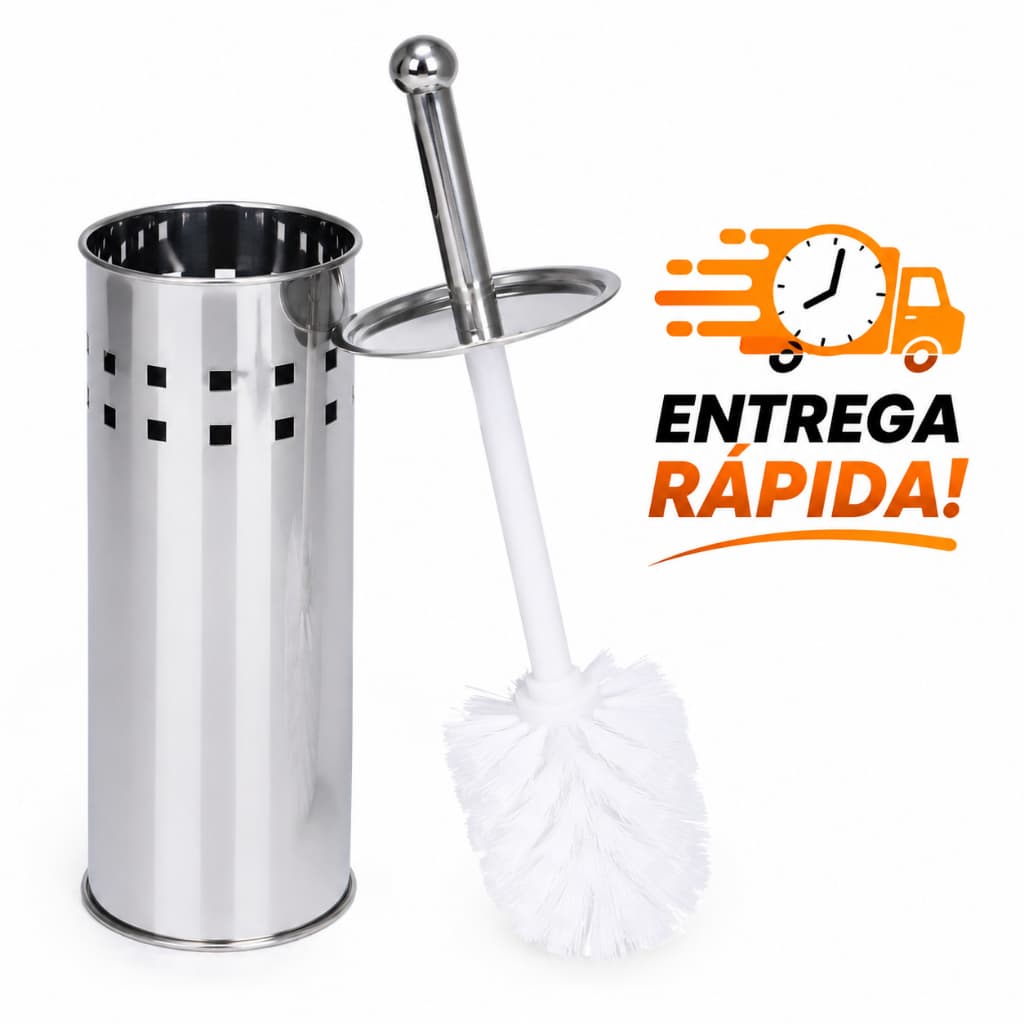 Escova De Vaso Sanitário Limpeza Higienização De Inox Com Base Para Banheiro