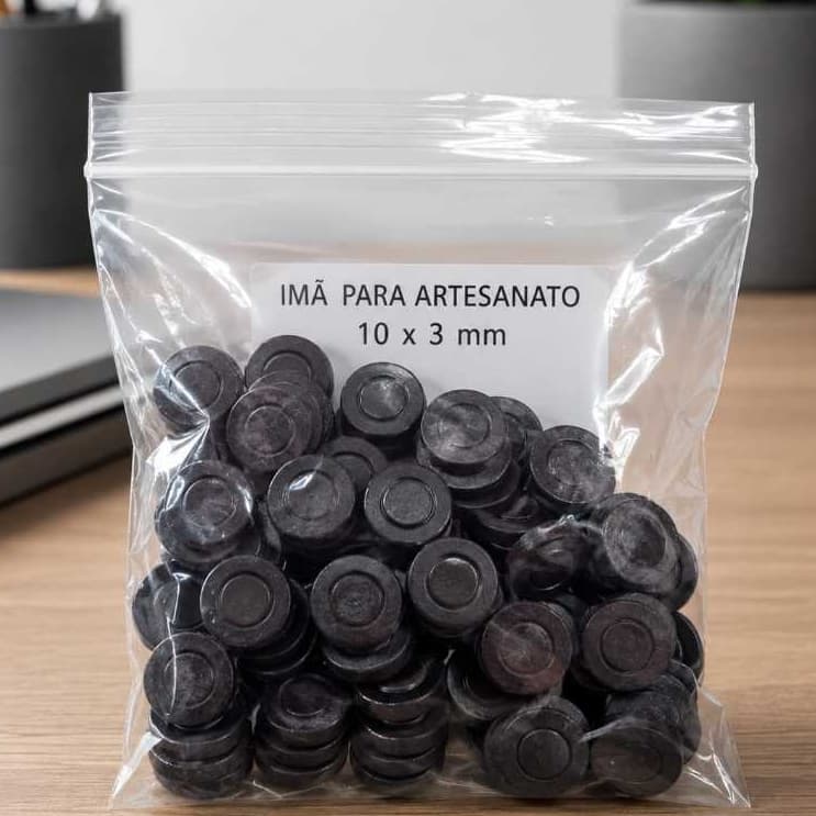 Kit Imãs de Ferrite Redondos 10x3mm para Artesanato e Brindes
