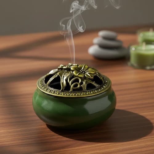 Turíbulo de Mesa em Porcelana Incensário para Defumação e Aromatização