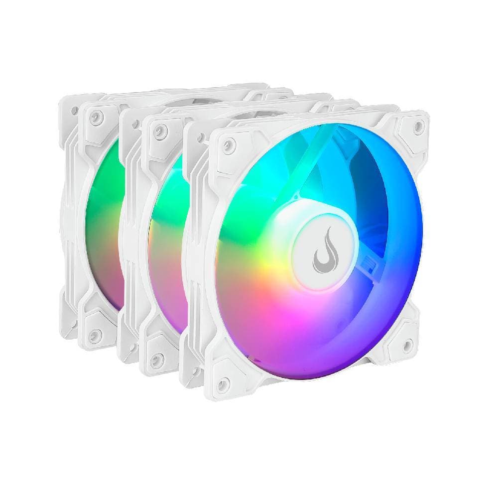 Kit C/3 Ventoinhas Rise Mode X 120mm  ARGB Branco - RM-XLD-02-ARGB