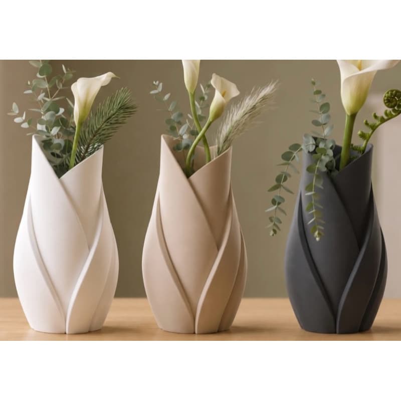 Kit 3 Vasos Decoração Flora Curvas
