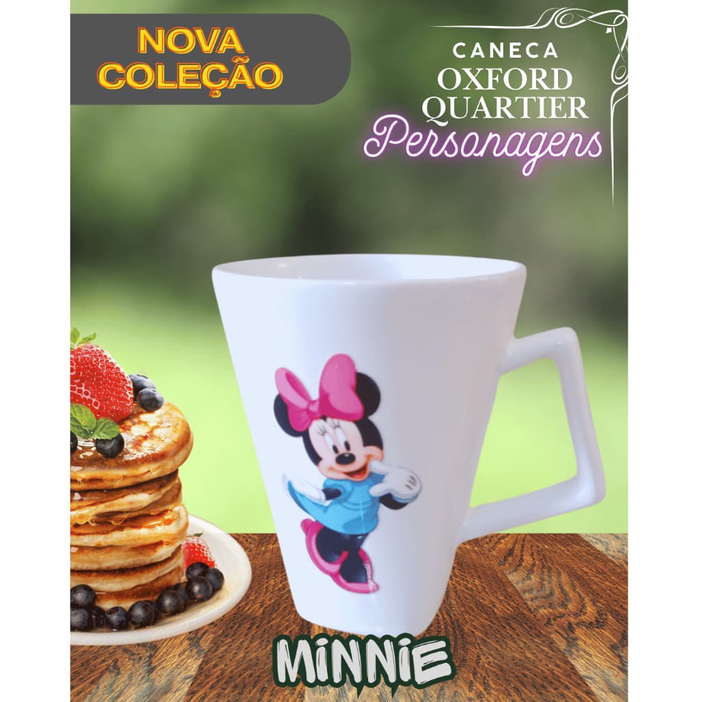 Caneca de Cerâmica Oxford Quartier 350ml Personagem Minnie | Presente Criativo | Moderna Alta Qualidade