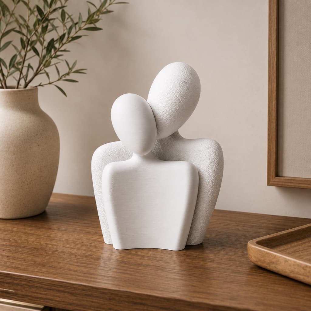 Escultura Decorativa Casal Abstrata Moderna Minimalista Sala Rack Aparador