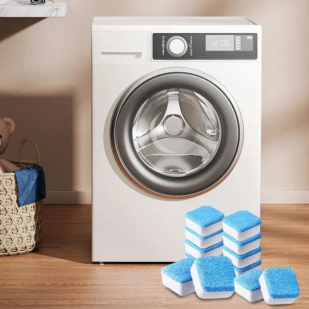 Pastilha de Limpeza para Máquina de Lavar Roupa e Lava-Louças – Kit com 12 Unidades – Remove Odores e Resíduos