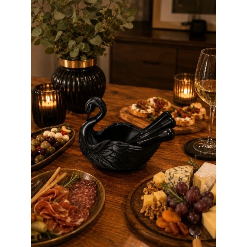 Suporte elegante de porta-talheres em forma de cisne