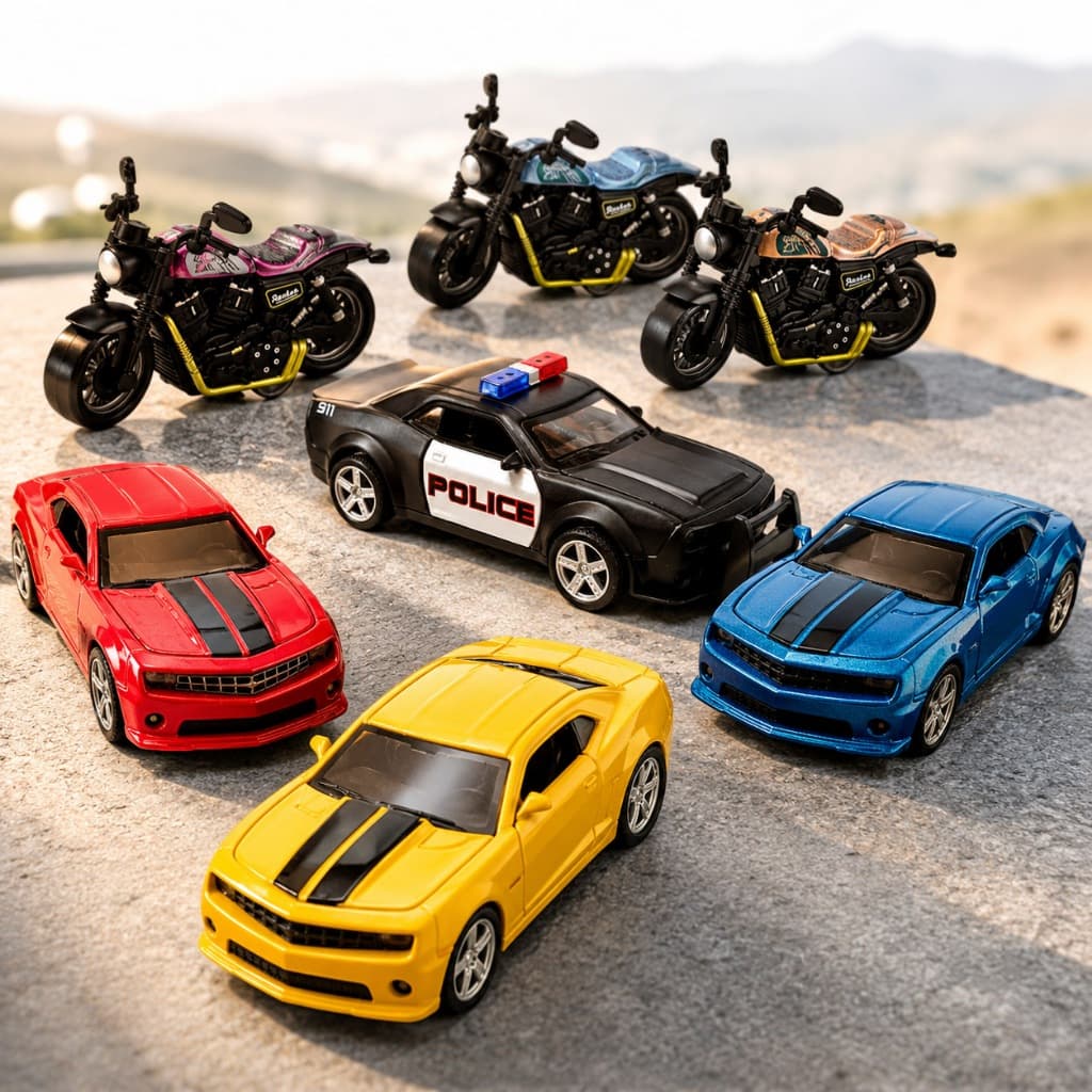 Carro de Brinquedo Policial Miniatura Infantil Fricção Metal Diecast Abre Capô Presente Meninos