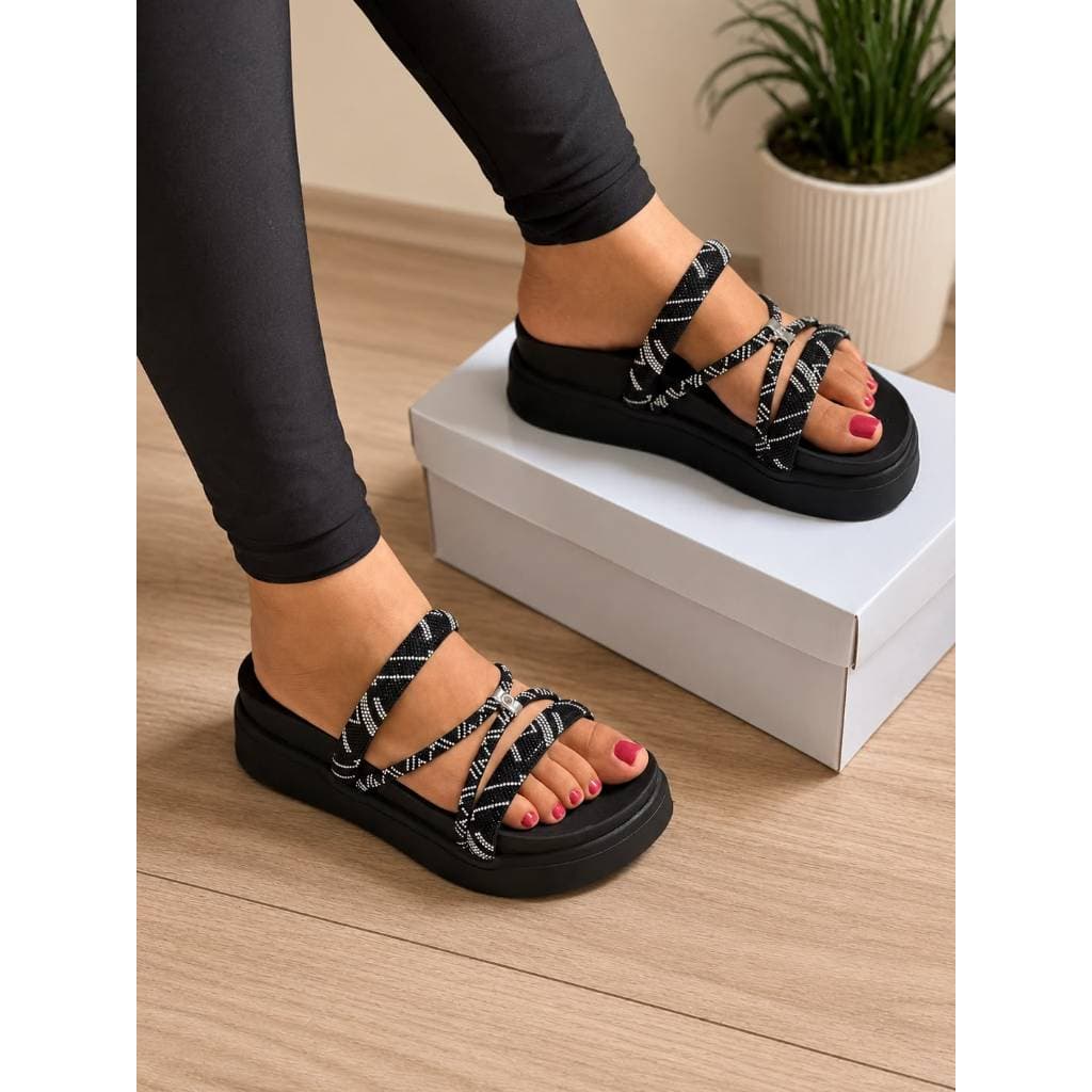 sandália papete feminina plataforma birken alta brilho strass 099 ultra confortável luxo lançamento