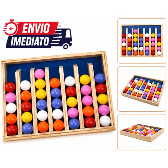 Jogo Desafio da Bolinha Jogo de Raciocínio Educativo de Madeira 36 Peças Coordenação Motora Montessori