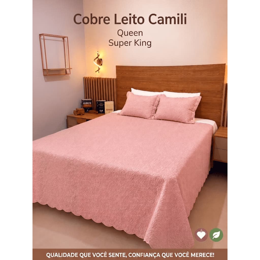 Cobre Leito Queen Super King 3 Peças Colcha Matelada Dupla Face Kit Cama Aba Americana Premium