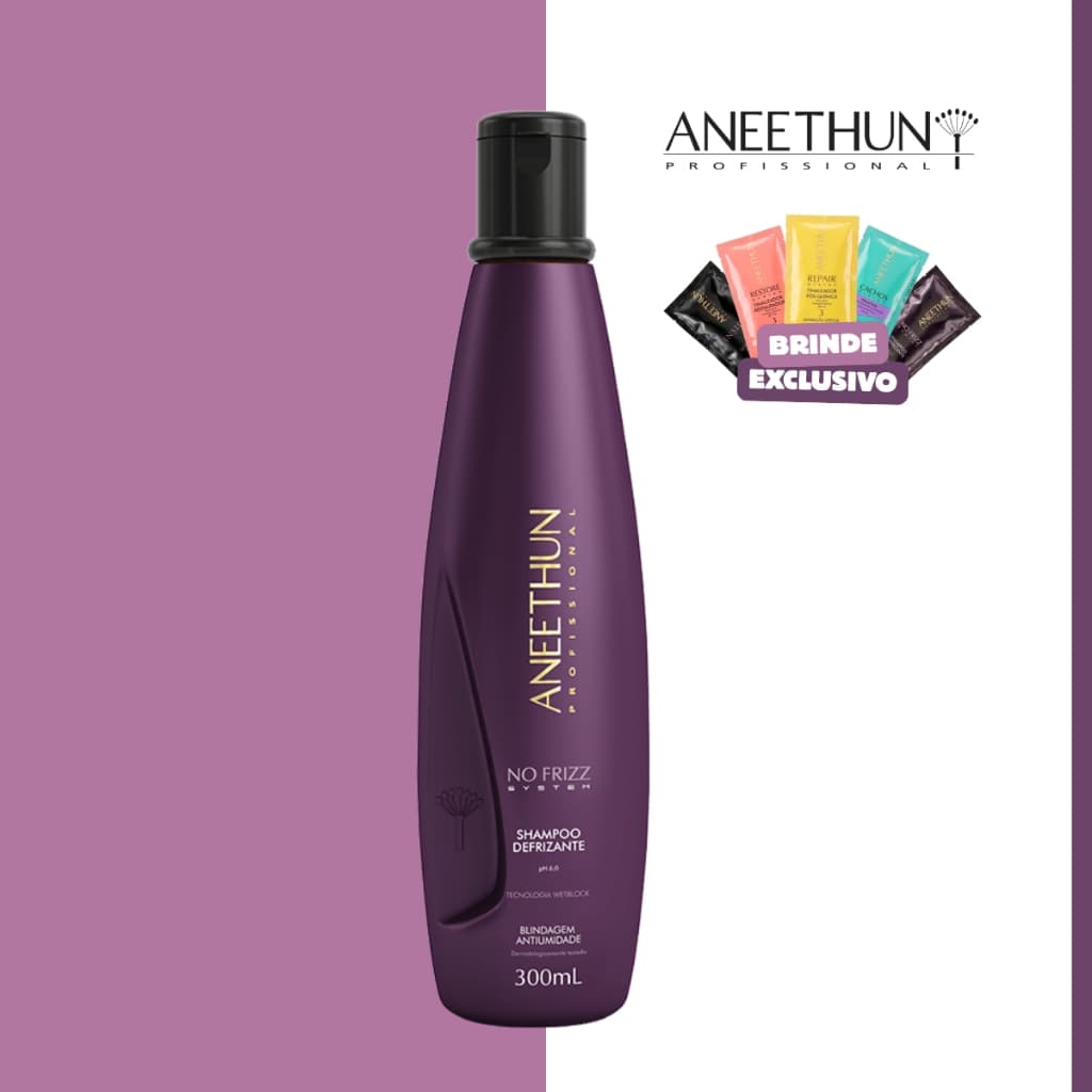 Shampoo Antifrizz Aneethun 300ml Para Cabelos Disciplinados