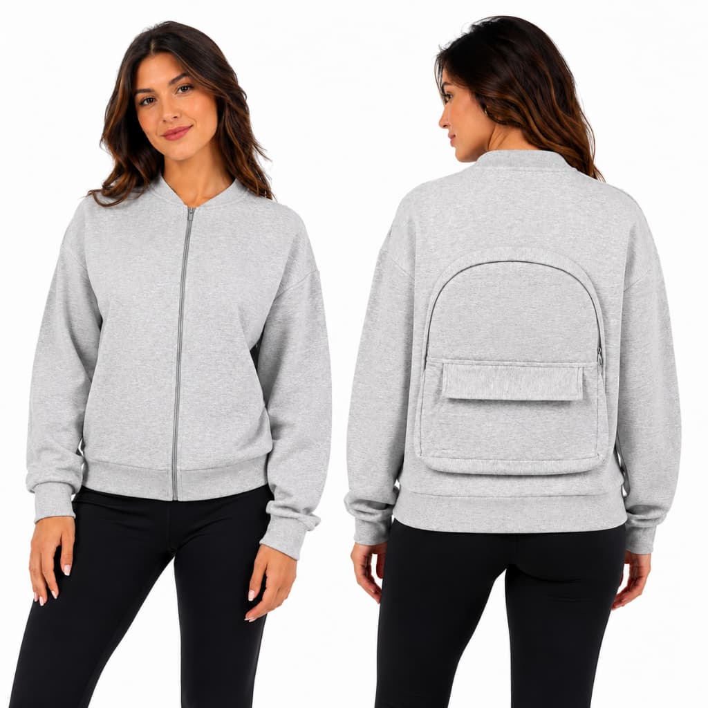 Casaco Moletom Cinza Manga Longa Feminino Adulto Canguru