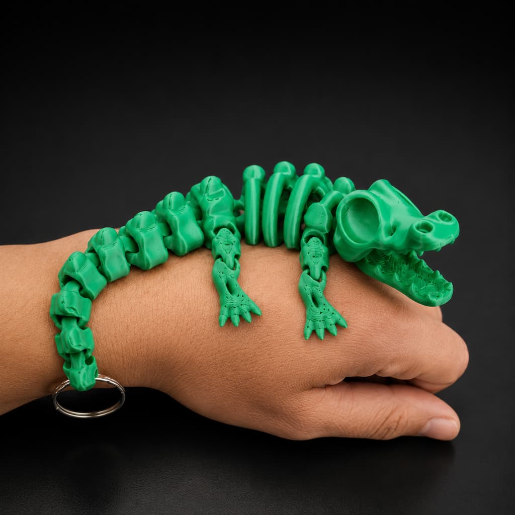 Brinquedo sensoriais Crocodilo Esqueleto Articulado 17,5cm Varias Cores Opção Chaveiro