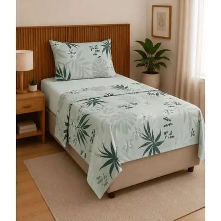 Jogo de Lençol Cama Solteiro Estampado 3PÇS, c/Elástico  -  Micropercal 500Fios de Luxo Toque de Algodão.