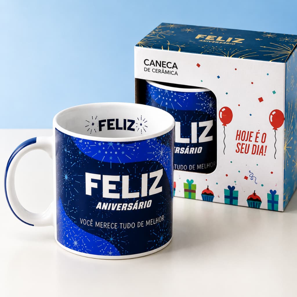 Caneca Xícara Cerâmica Presente Aniversário Café Chá Chocolate