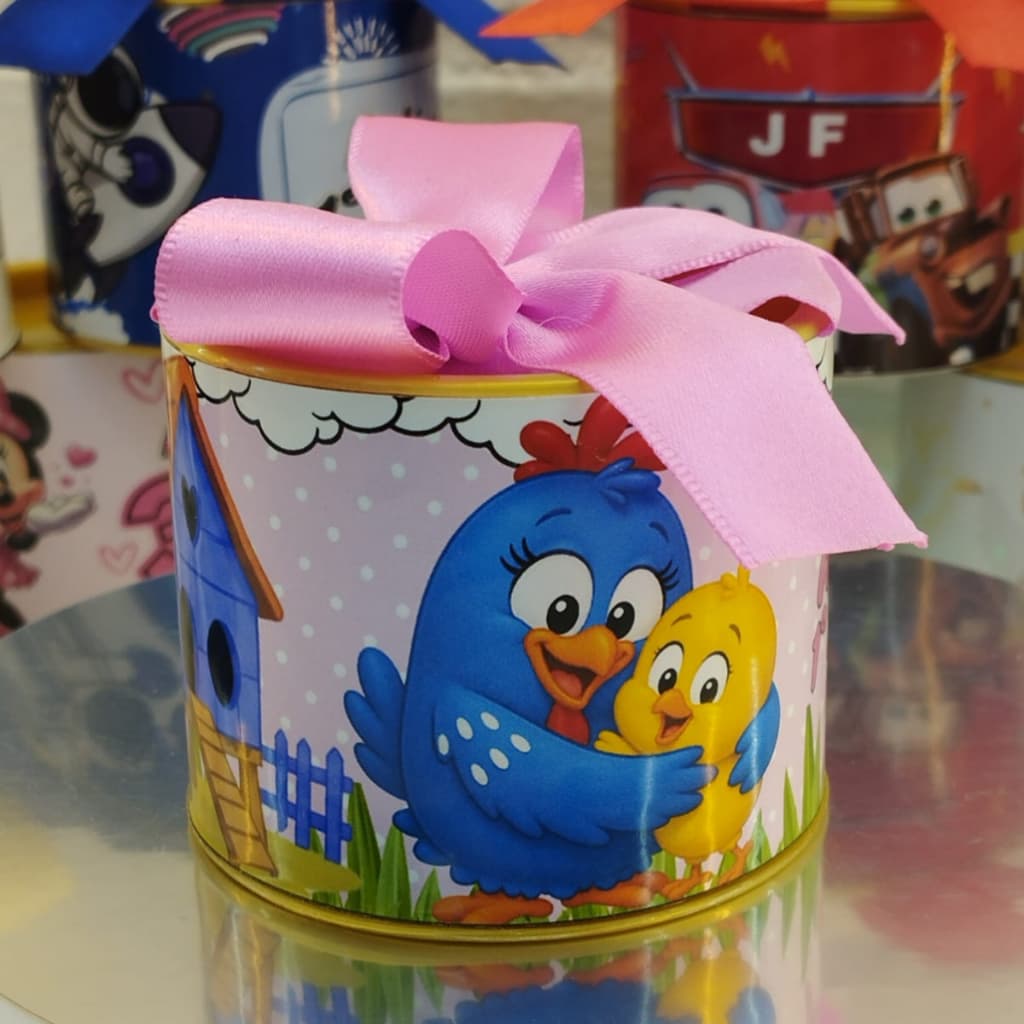Kit Tubolata Personalizada 6x5 Galinha Pintadinha Lembrancinha Aniversário Rótulo Papel Fotográfico Brilhante, com laço