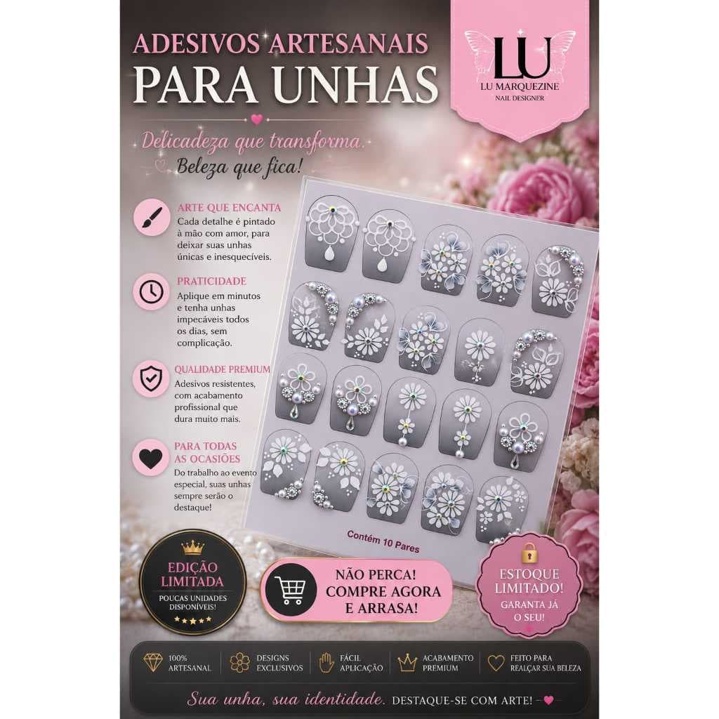 80 Adesivos Unhas Artesanais, Pedrarias, Jóias, adesivos películas para unhas artesanais