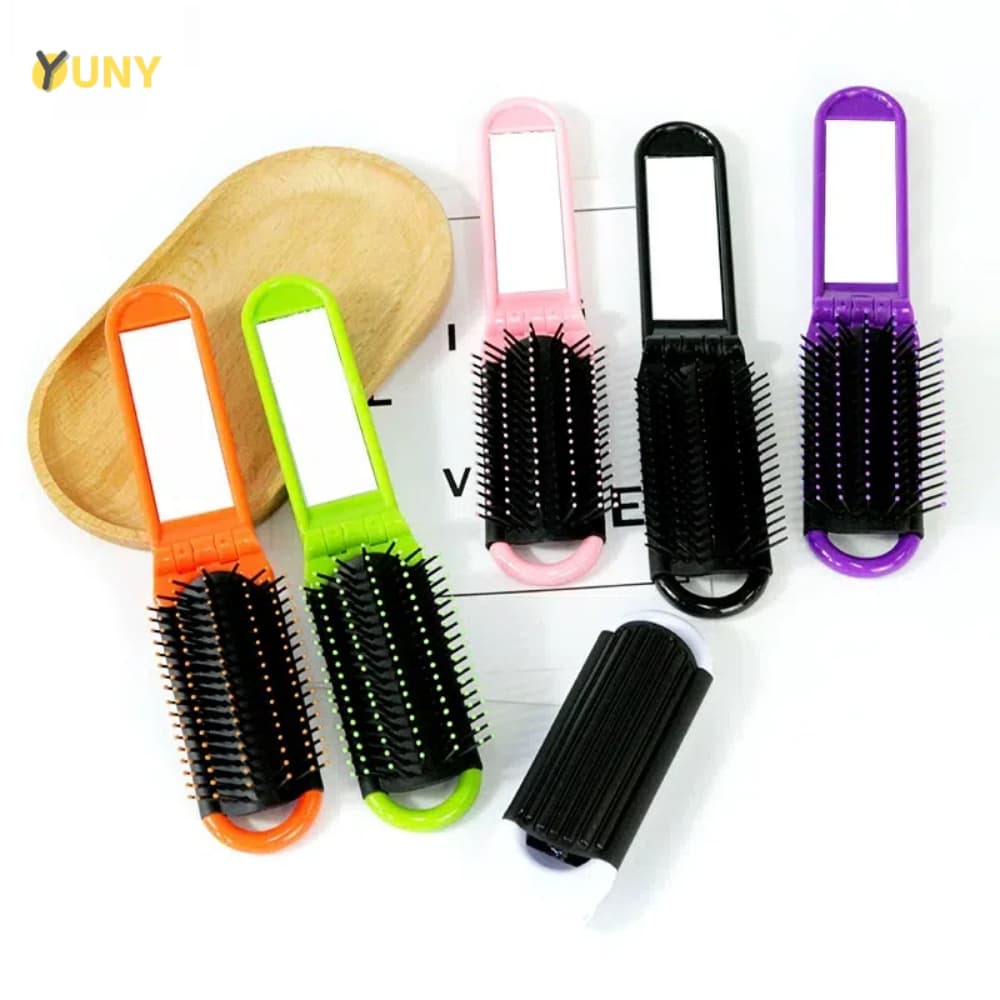Escova com Espelho de Cabelo Dobravel Borboleta de Bolsa macia Profissional Escobel