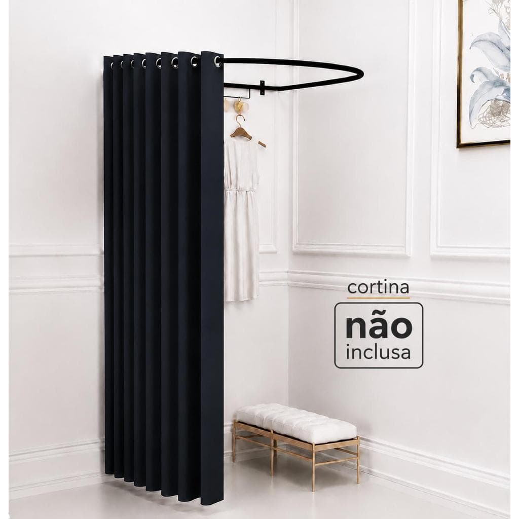 Provador de Parede 90x90cm Preto Branco Dourado