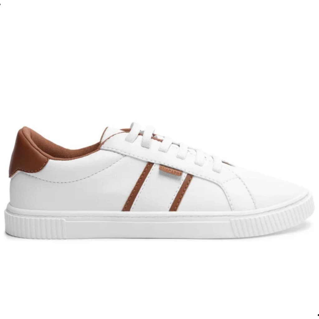 Tênis Feminino Anac Minimalista Branco/Caramelo Confortável Moderno Elegante Moda Casual Feminina