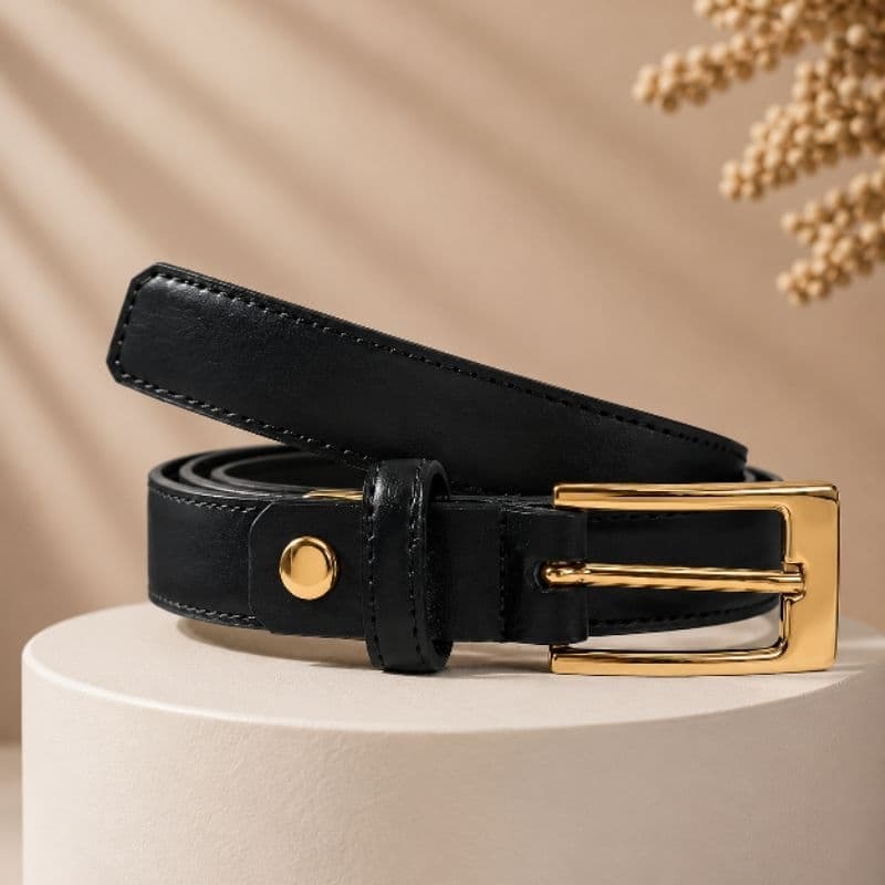 Cinto Feminino Couro Legitimo Social Moda Feminina Alta Qualidade Elegante Resistente Preto Promoção