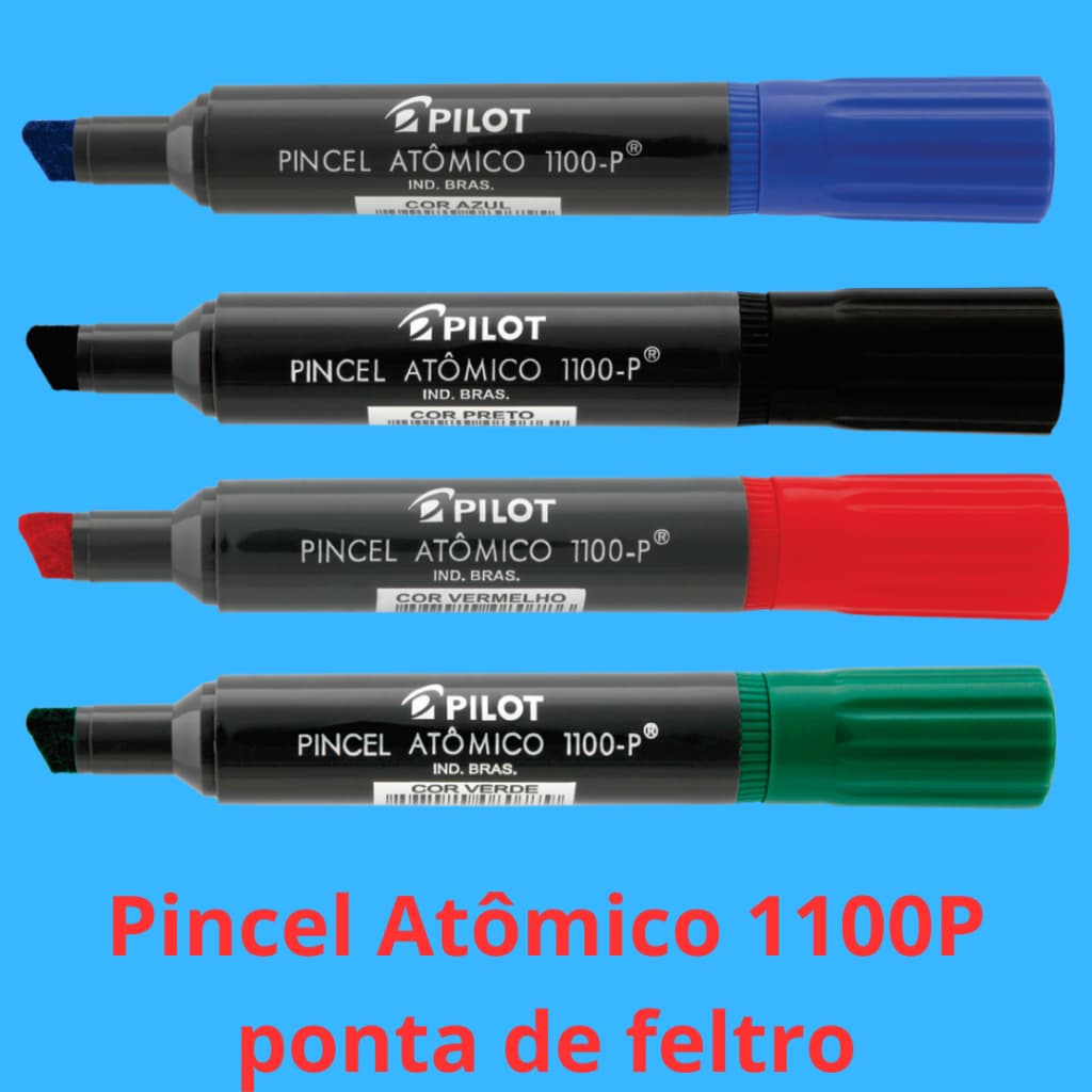 Marcador Permanente 1100P Pilot ponta chanfrada Pincel Atomico Recarregável 1100-P