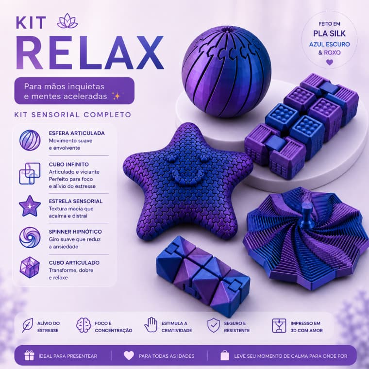 Kit Brinquedo Sensorial Antiestresse para Crianças e Adultos / Alívio Estresse Foco TDAH TEA