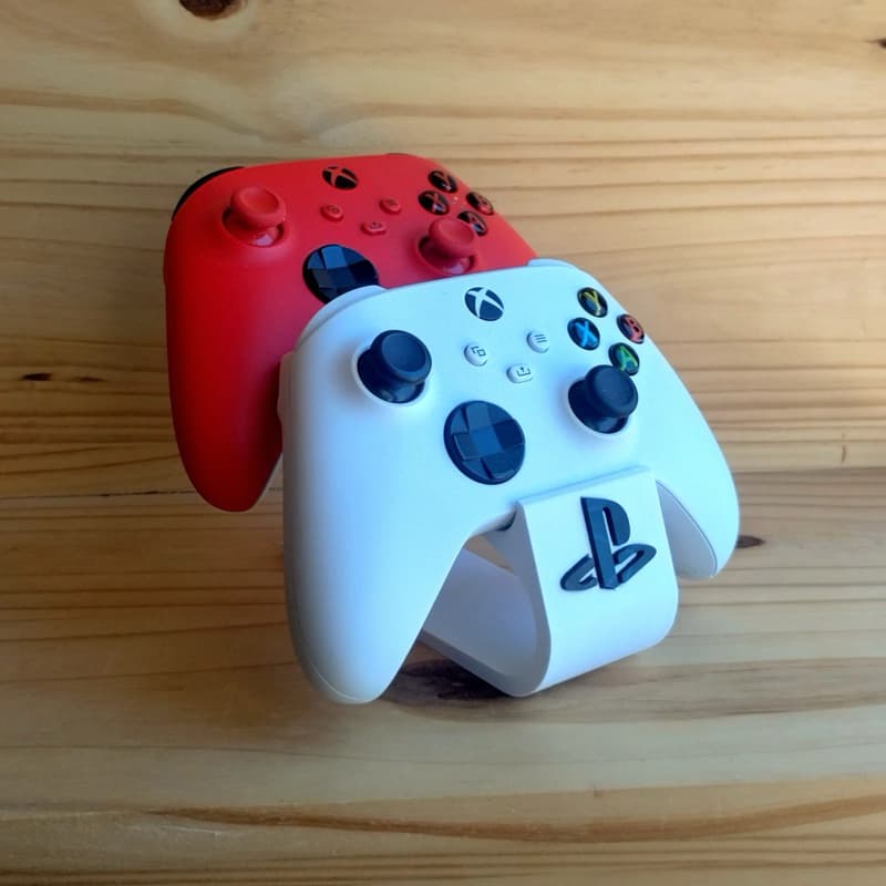 Suporte Duplo de Mesa para Controles PS5/PS4, Xbox, Switch Pro (Preto, Branco)