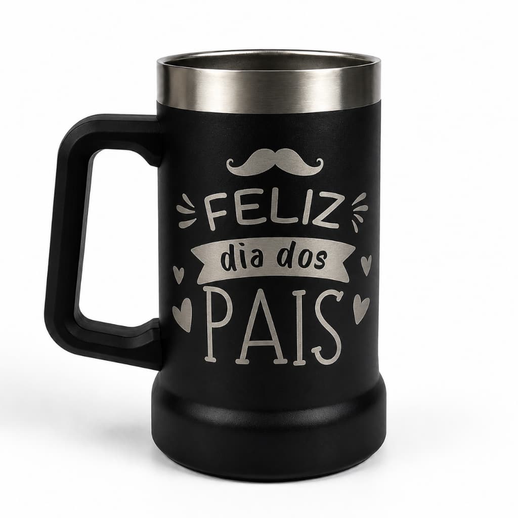 Caneca Térmica Inox 720ml Personalizada Dia dos Pais Grande com Alça Parede Dupla Bebidas Cerveja