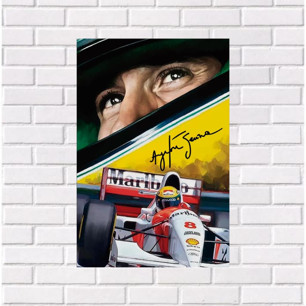AYRTON SENNA - Quadro Decorativo em mdf - 60x40cm - Corrida - Fórmula 1 - Presente - Vinil