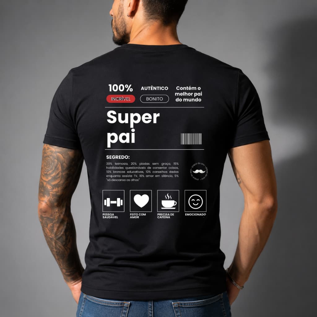 Camiseta Dia dos Pais Personalizada Super Pai Melhor Churrasqueiro Camisa Premium Algodão P ao GG