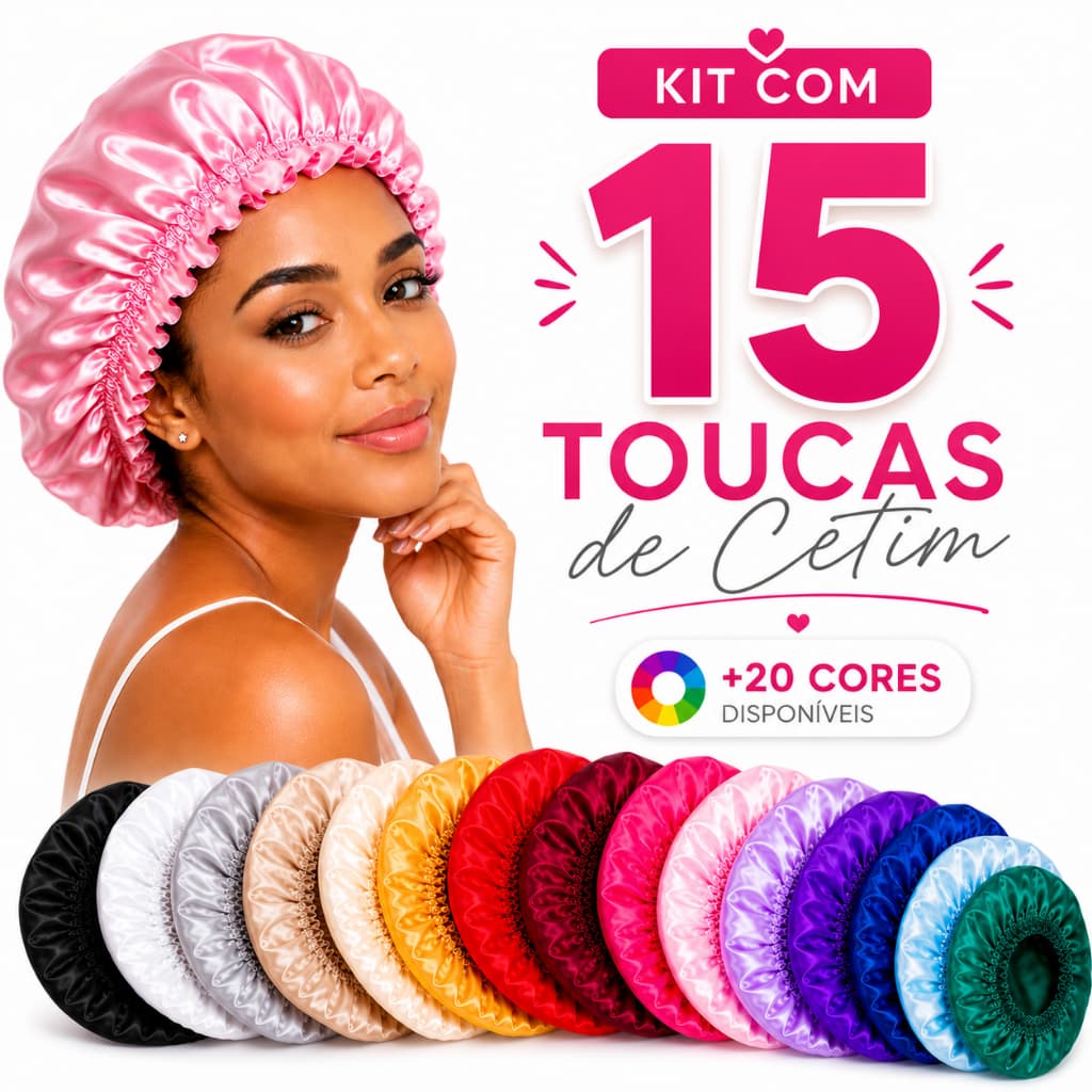 Kit 15 Toucas de Cetim Profissional Anti-Frizz Premium Proteção Capilar Atacado Revenda Lote Duo