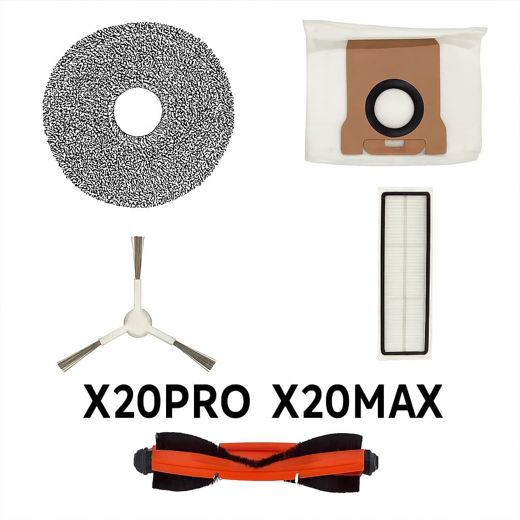 Kit Reposição Xiaomi X20 Max e X20 Pro, Escova, Filtro, Panos kit com 6 itens