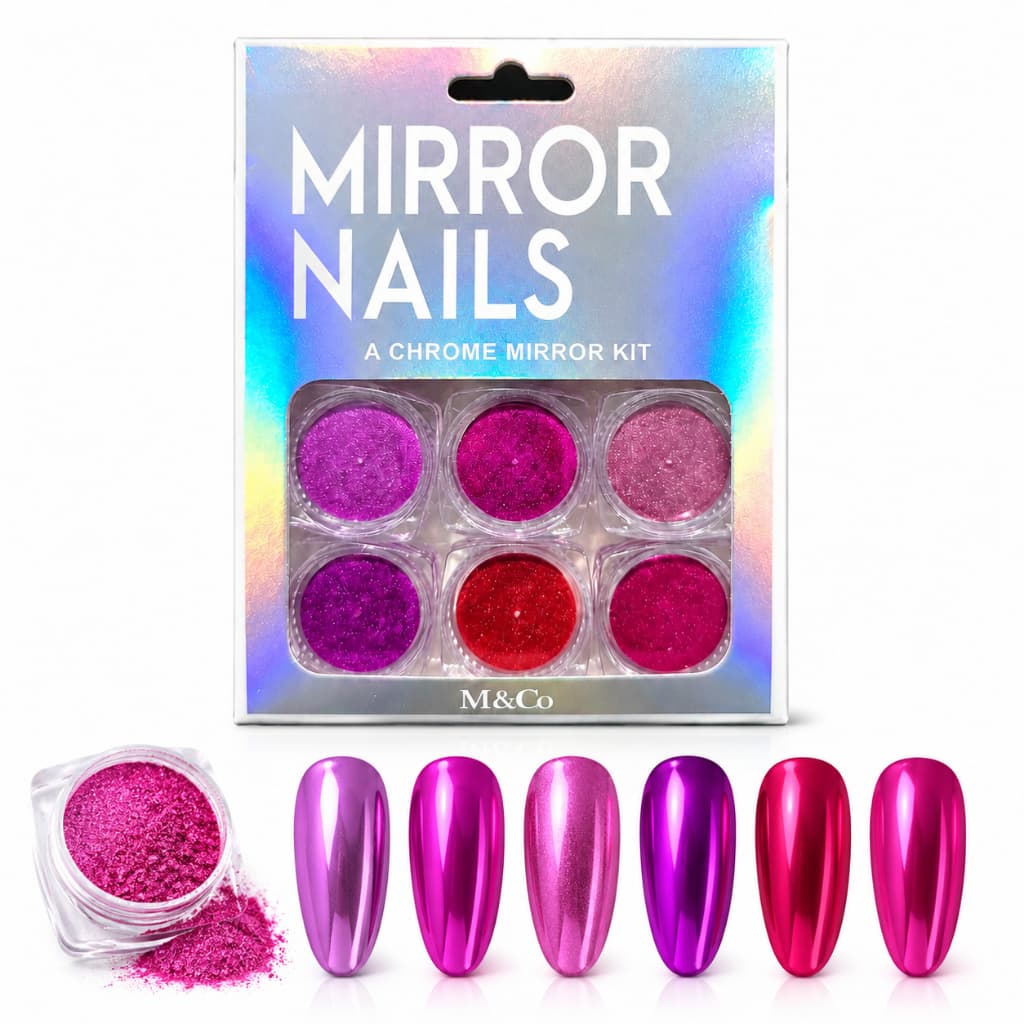 Kit Pó Cromado Para Unhas 6 ou 12 Cores Nail Art Glitter Espelhado Decoração Alongamento Gel Of