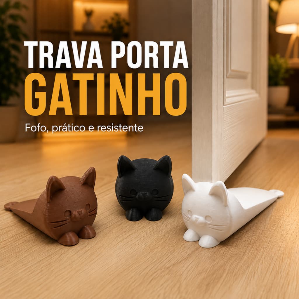 Trava Porta Gatinho Decorativo Antiderrapante Peso de Porta Cunha Protetor