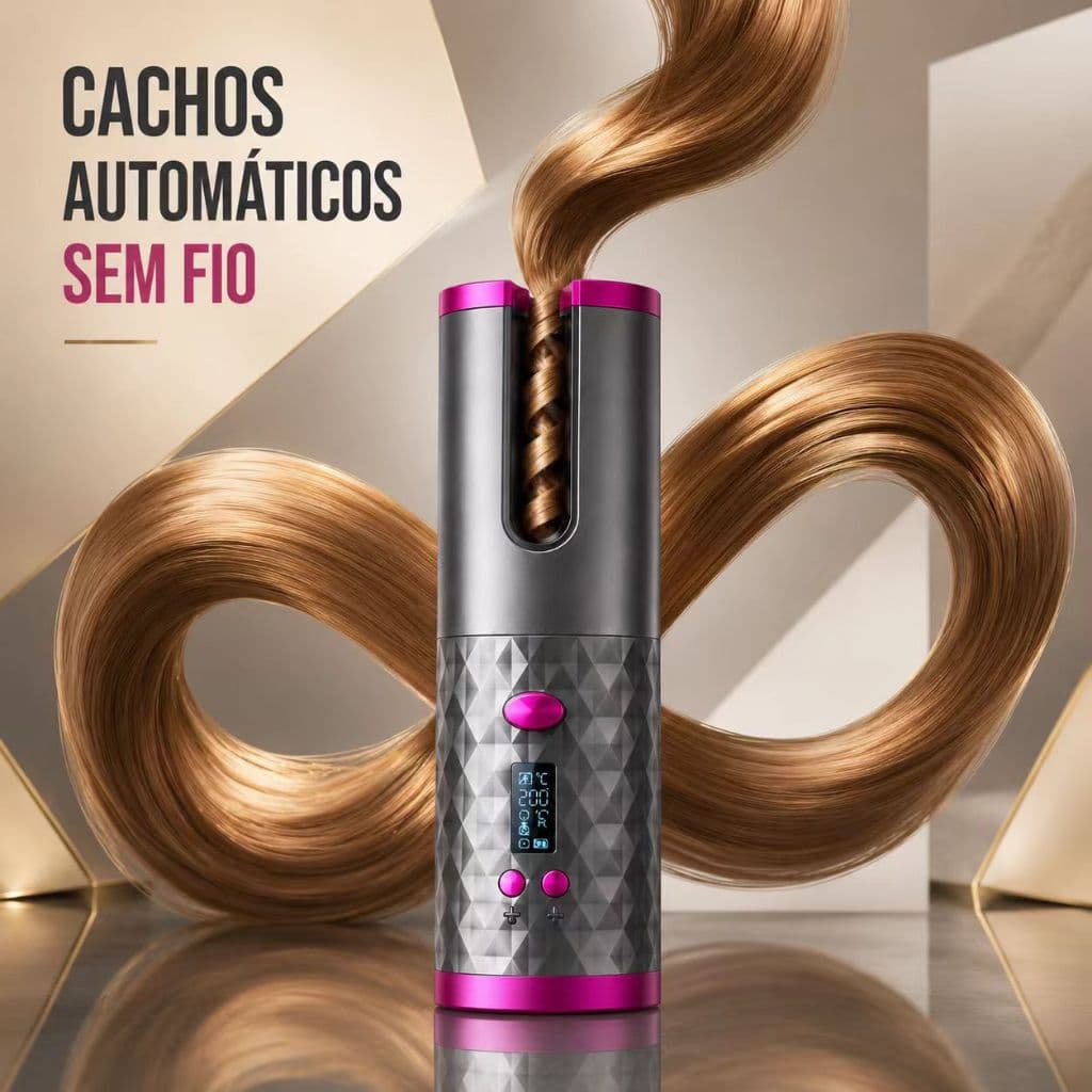 Modelador Automático de Cachos Sem Fio Profissional USB Recarregável LCD Premium