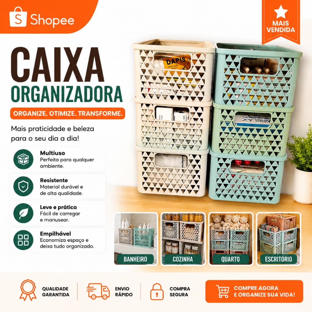 Caixa Organizadora Plástica Multiuso