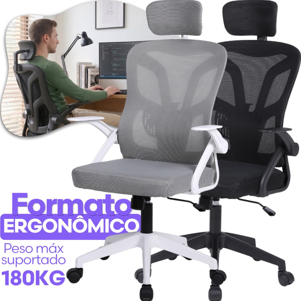 Cadeira De Escritorio Ergonomica Nr17 Glorious Marqs Home Giratoria Resistente Reforçada 180kg Confortavel Reuniao Mesh